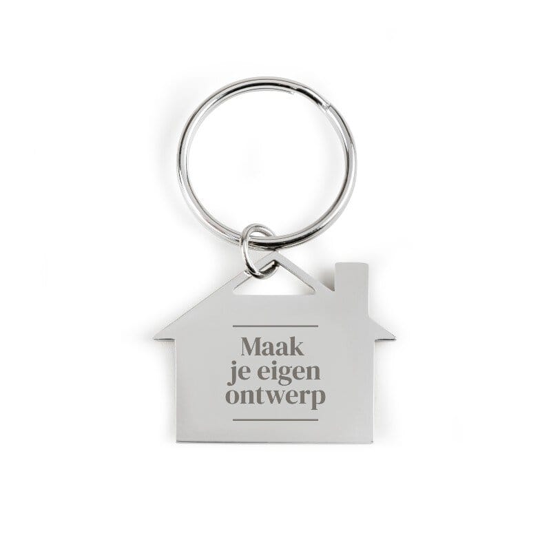 sleutelhanger huis graveren met naam of logo